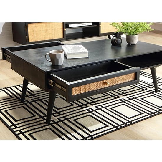 Mixco Wooden Coffee Table With Open Shelf And 1 Drawer In Black_2