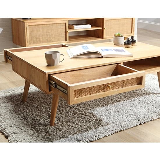 Mixco Wooden Coffee Table With Open Shelf And 1 Drawer In Natural_2