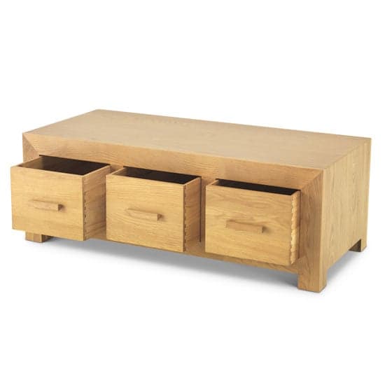 Modals Wooden Coffee Table In Light Solid Oak With 6 Drawers_2