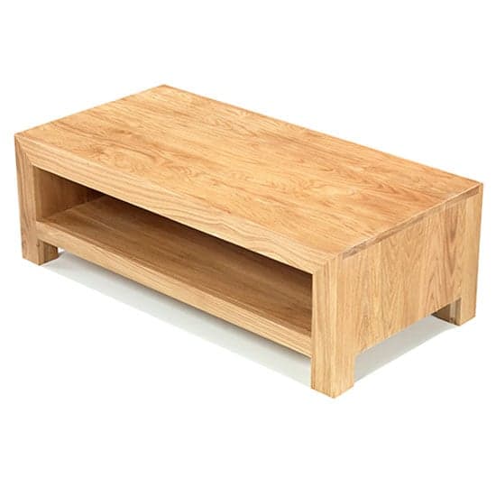Modals Wooden Coffee Table In Light Solid Oak With Shelf_2