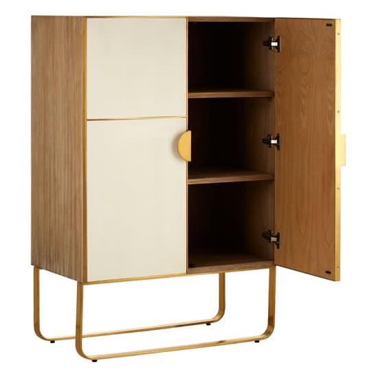 Modeco Wooden Bar Storage Cabinet With Gold Frame In Natural_2