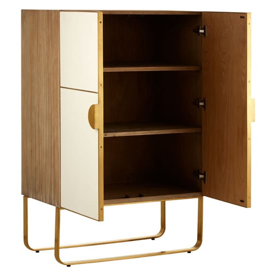 Modeco Wooden Bar Storage Cabinet With Gold Frame In Natural_3