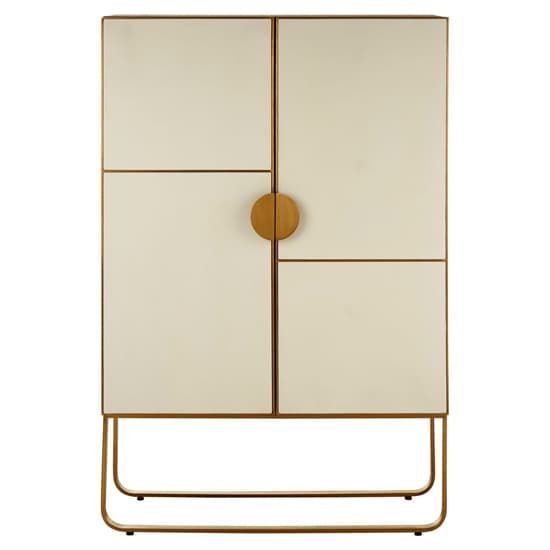 Modeco Wooden Bar Storage Cabinet With Gold Frame In Natural_4