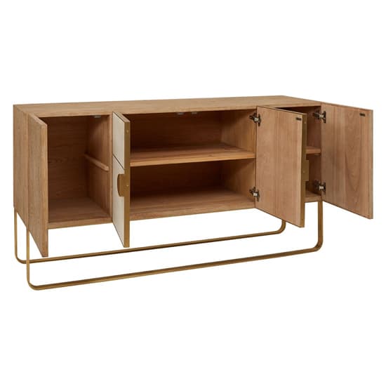 Modeco Wooden Sideboard With Gold Steel Frame In Natural_4