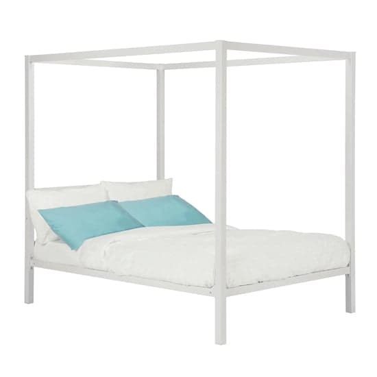 Modena Metal Canopy Double Bed In White_2