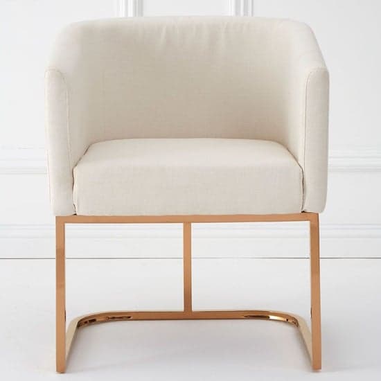 Modeno White Fabric Dining Chair With Rose Gold Frame_2