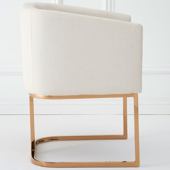 Modeno White Fabric Dining Chair With Rose Gold Frame_4