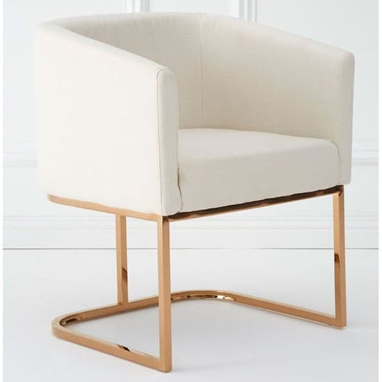 Modeno White Fabric Dining Chair With Rose Gold Frame_1