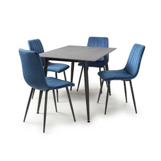 Modico 1.2m Grey Ceramic Dining Table With 4 Leuven Blue Chairs_2