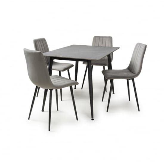 Modico 1.2m Grey Ceramic Dining Table With 4 Leuven Grey Chairs_2