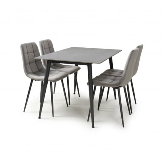 Modico 1.2m Grey Ceramic Dining Table With 4 Massa Grey Chairs_2