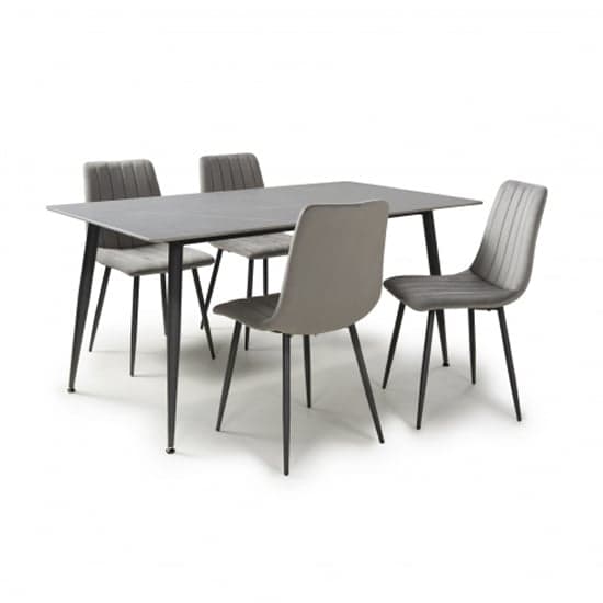 Modico 1.6m Grey Ceramic Dining Table With 4 Leuven Grey Chairs_2