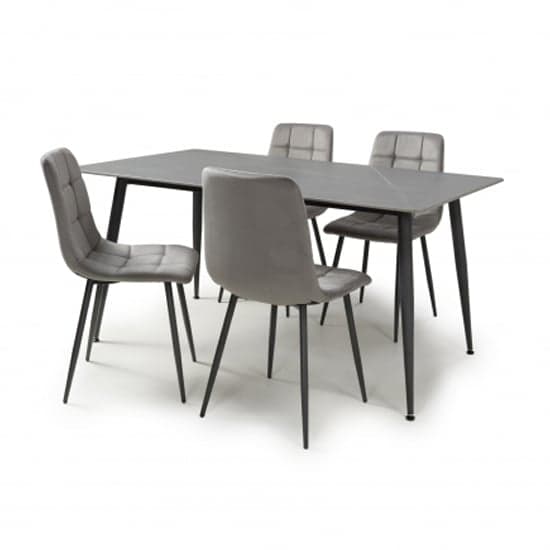 Modico 1.6m Grey Ceramic Dining Table With 4 Massa Grey Chairs_2