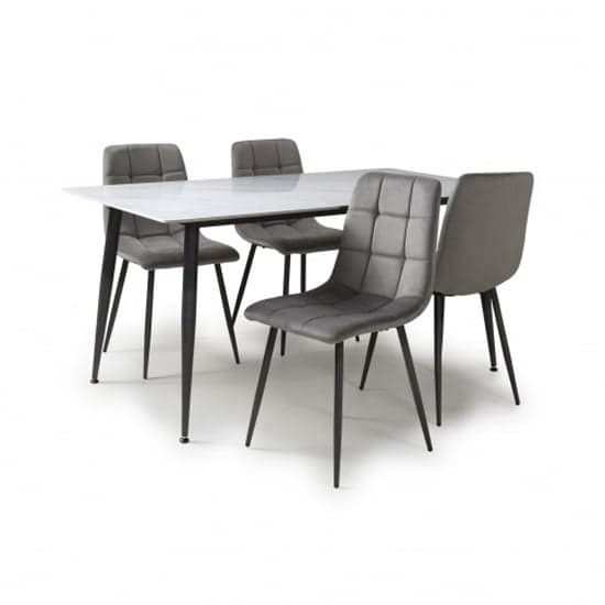 Modico 1.6m White Ceramic Dining Table With 4 Massa Grey Chairs_2