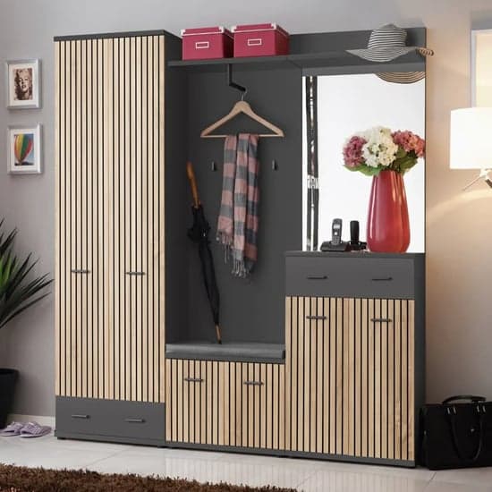 Moena Wooden Hallway Storage Tall 2 Doors In Anthracite