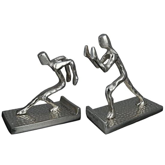 Moline Aluminium Bookend Hold Sculpture In Silver_2