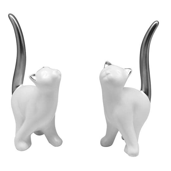 Moline Ceramics Cat Gardo Sculpture In White And Silver_2