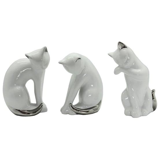 Moline Ceramics Cat Twisto Sculpture In White And Silver_2