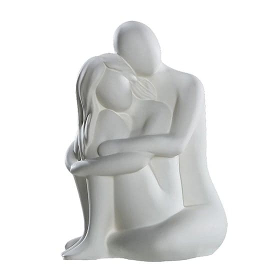 Moline Ceramics Couple Cuddling Cream Sculpture In White_2