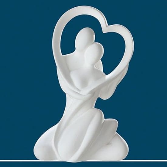 Moline Ceramics Couple Heart Sculpture In White_1