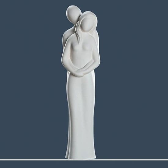 Moline Ceramics Couple Hold You Sculpture In White_1