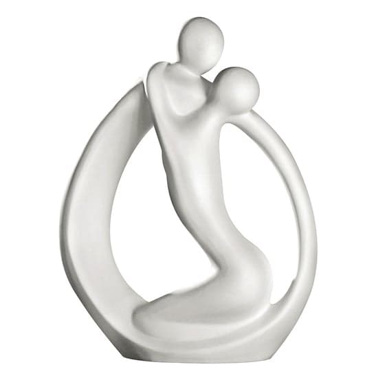 Moline Ceramics Couple Partner Circle Sculpture In White_2