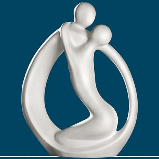 Moline Ceramics Couple Partner Circle Sculpture In White_1