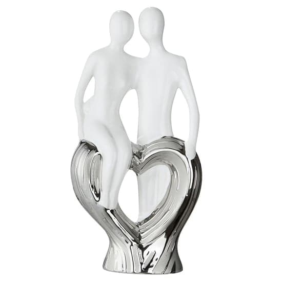 Moline Ceramics Couple Sitting On Heart Sculpture In White_2