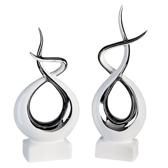 Moline Ceramics Infinity Sculpture In White And Silver_2