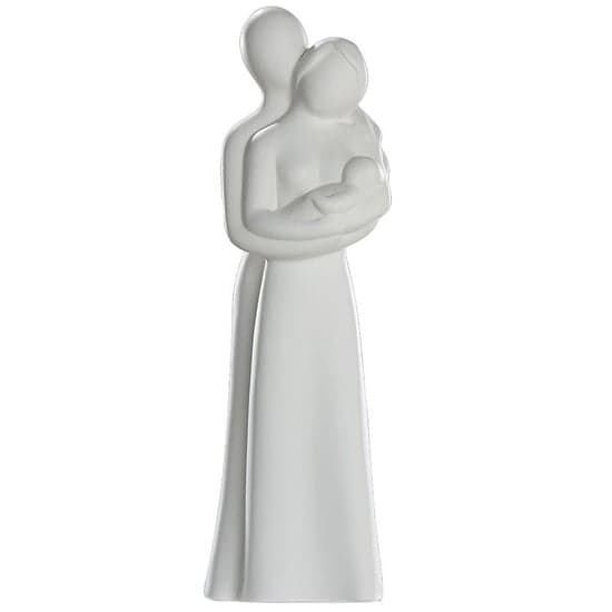 Moline Ceramics Parents With Baby Sculpture In White_2