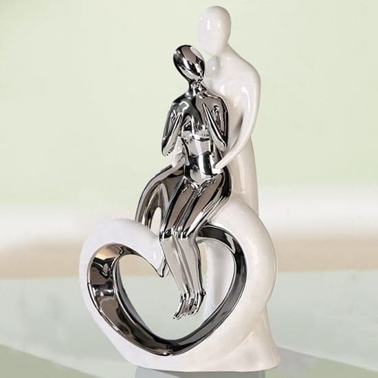 Moline Ceramics Romance Sculpture In Silver And White_1