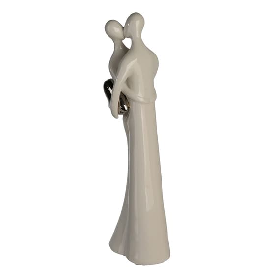 Moline Ceramics The Kiss Sculpture In White And Silver_2