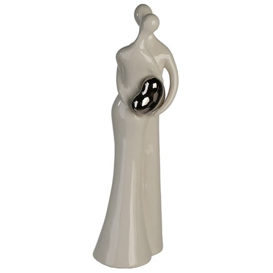 Moline Ceramics The Kiss Sculpture In White And Silver_3