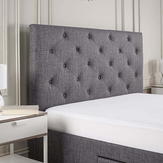 Monet Fabric Double Bed With Drawers In Dark Grey_3
