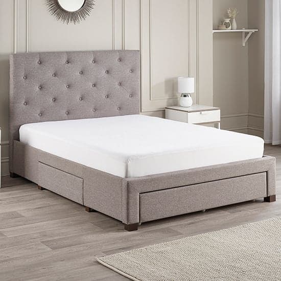 Monet Fabric King Size Bed With Drawers In Grey Marl_2