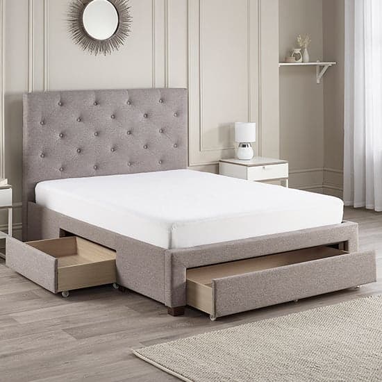 Monet Fabric King Size Bed With Drawers In Grey Marl_1