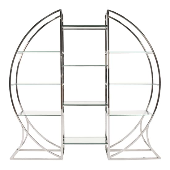 Monika Clear Glass Shelving Unit With Metal Frame In Silver_3