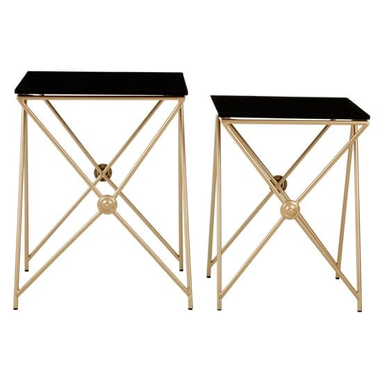 Monora Set Of 2 Black Glass Side Tables With Gold Metal Legs_2
