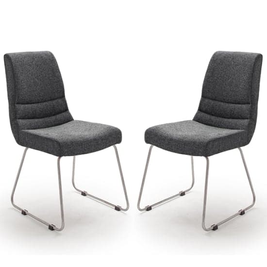 Montera Anthracite Fabric Cantilever Dining Chairs In Pair_1