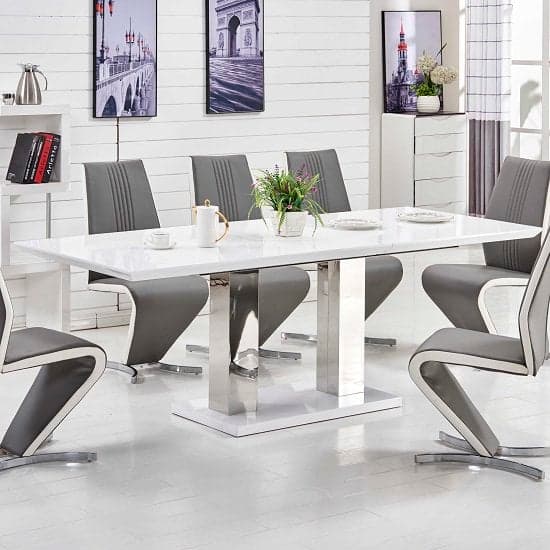 Monton Large Extending High Gloss Dining Table In White_2