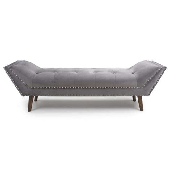 Maputo Large Brushed Velvet Chaise In Grey With Wooden Feet_2