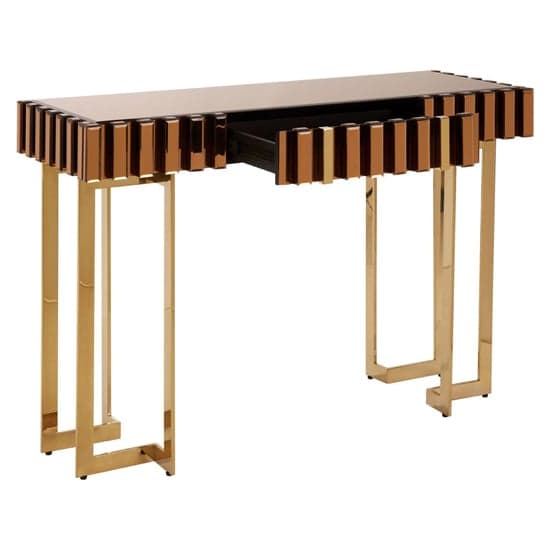Montuno Mirrored Console Table With Gold Stainless Steel Frame_2
