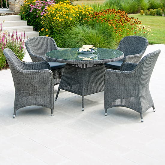 Monx Outdoor 1200mm Glass Top Dining Table In Mid Grey_2