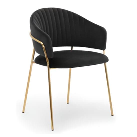 Monza Black Brushed Velvet Dining Chairs With Gold Legs In Pair_2