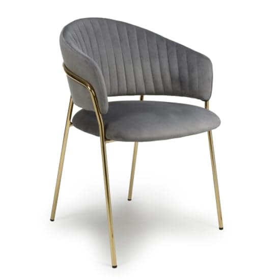 Monza Grey Brushed Velvet Dining Chairs With Gold Legs In Pair_2