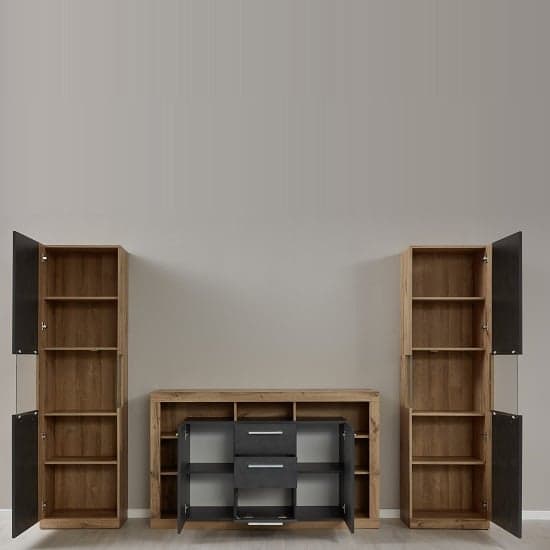 Monza Living Room Set In Wotan Oak And Matera With LED_2