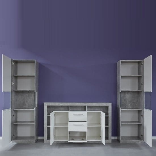 Monza Living Room Set In Grey With Gloss White Fronts And LED_2