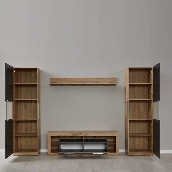 Monza Living Room Set 1 In Wotan Oak And Matera With LED_3