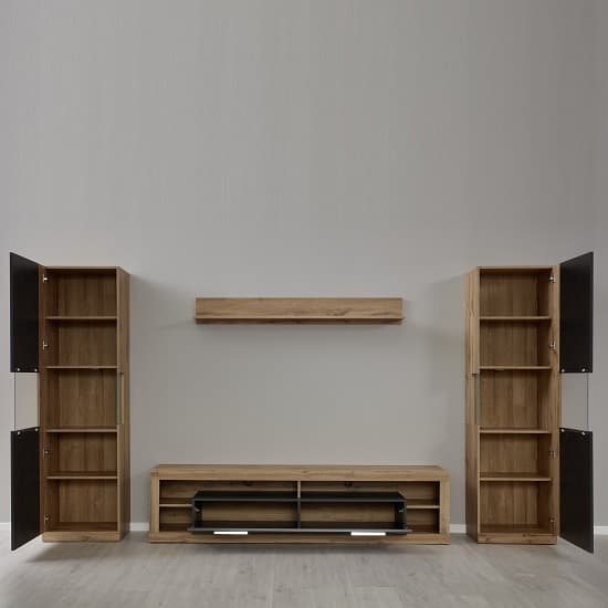 Monza Living Room Set 2 In Wotan Oak And Matera With LED_2