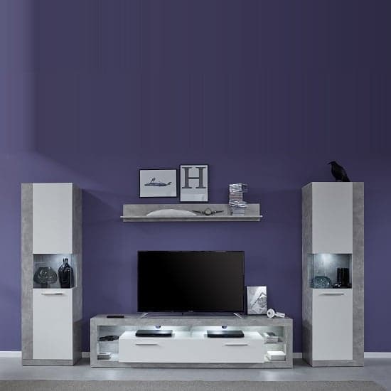 Monza Living Room Set 2 In Grey Gloss White Fronts With LED_1